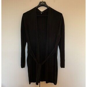 Eileen Fisher Black Tencel Long Cardigan Tie-Front XL $358 Minimalist Academia